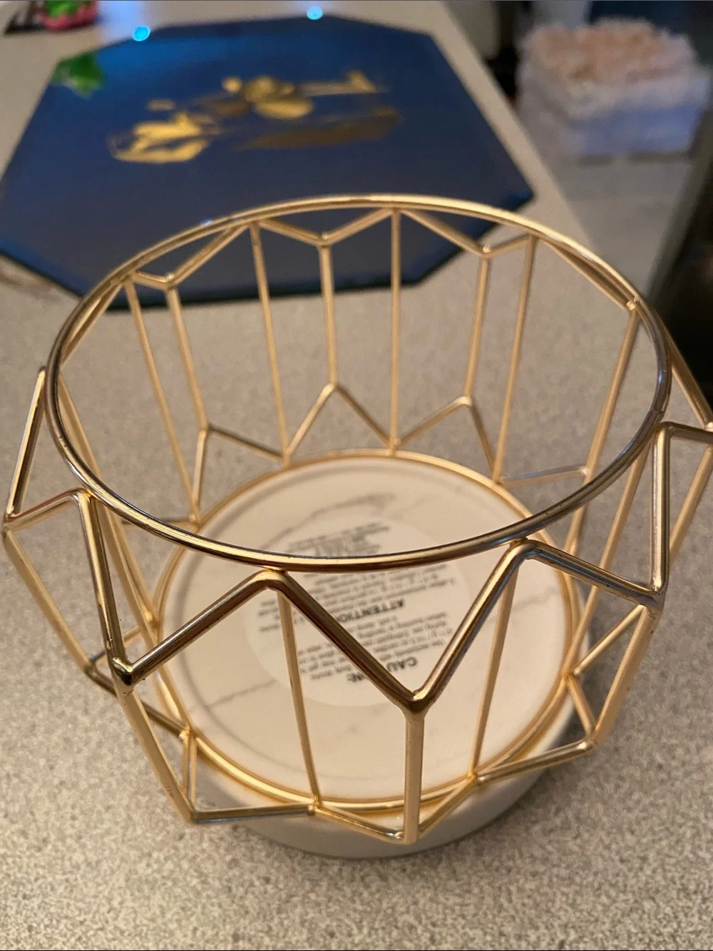 Gold Geometric Decorative Accent Bowl - Home Accents candle holder